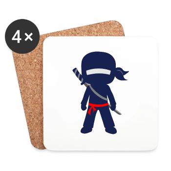 Combattant Ninja - Dessous de verre (lot de 4) - blanc - Devant