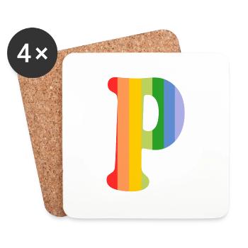 Buchstabe P Regenbogen - Untersetzer (4er-Set) - Weiß - Vorne