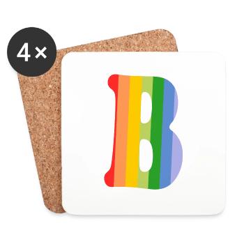 Buchstabe B Regenbogen - Untersetzer (4er-Set) - Weiß - Vorne