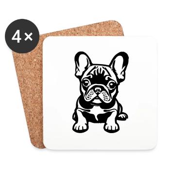 Propriétaire de chien Bulldog Chiens Chien propriétaire de chien - Dessous de verre (lot de 4) - blanc - Devant