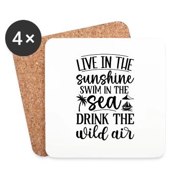 Live in the sunshine swim in the sea - Coasters (set of 4) - white - Front