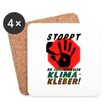 STOPPT die GRÜN-radikalen KLIMA-KLEBER - Untersetzer (4er-Set) - Weiß - Vorne
