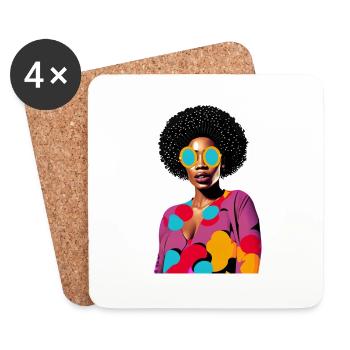 Femme noire - Dessous de verre (lot de 4) - blanc - Devant