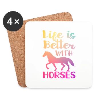 Life is Better with Horses - Untersetzer (4er-Set) - Weiß - Vorne