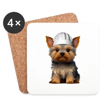 Yorkshire Terrier Cuisine chiot Restaurateur Chien - Dessous de verre (lot de 4) - blanc - Devant