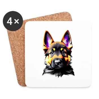 Chiot Berger Allemand Propriétaire Chien - Dessous de verre (lot de 4) - blanc - Devant