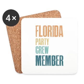 Équipe de fête en Floride - Dessous de verre (lot de 4) - blanc - Devant