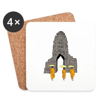 Kambodscha Tempel Khmer Mönch Flagge I Geschenk - Untersetzer (4er-Set) - Weiß - Vorne