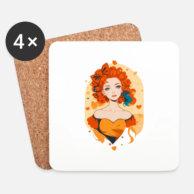 Lady Orange - Untersetzer (4er-Set) - Weiß