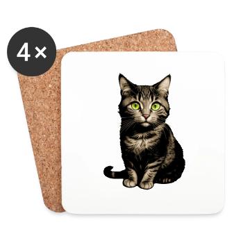 Chaton - Dessous de verre (lot de 4) - blanc - Devant