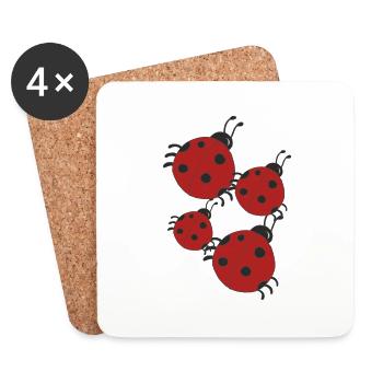 Famille Coccinelle - Dessous de verre (lot de 4) - blanc - Devant