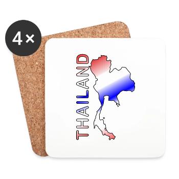 Police de carte Thaïlande - Dessous de verre (lot de 4) - blanc - Devant