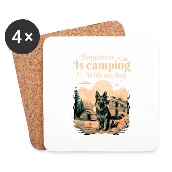 Berger allemand Chiens de camping Propriétaires de chiens de camping - Dessous de verre (lot de 4) - blanc - Devant