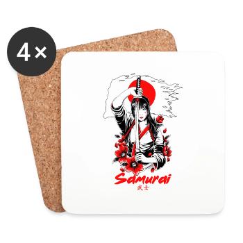 Japan Samurai Anime - Untersetzer (4er-Set) - Weiß - Vorne