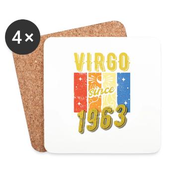 Vierge 1963 Cadeau d’anniversaire du zodiaque - Dessous de verre (lot de 4) - blanc - Devant