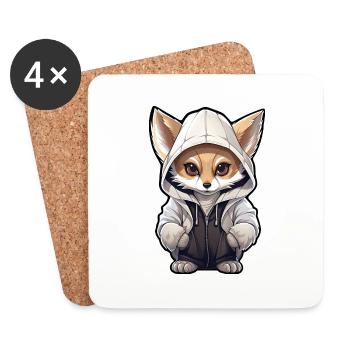 Cooler Fennec Fuchs in Freizeitkleidung - Untersetzer (4er-Set) - Weiß - Vorne