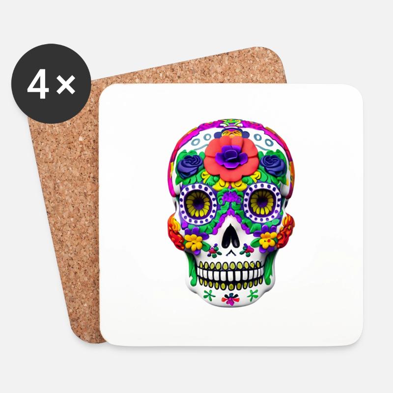 Dia de los Muertos - Coasters (set of 4) - white