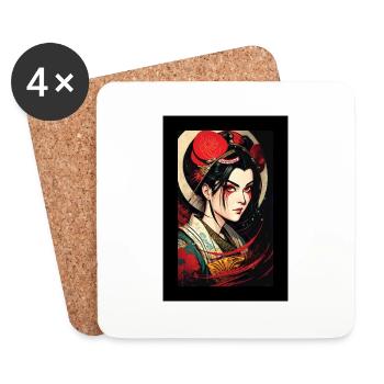 Japanese geisha character painting - Coasters (set of 4) - white - Front