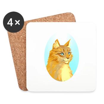Rootspring Root Spring Cat Maine Coone Warriors - Coasters (set of 4) - white - Front