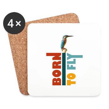 Born to fly, Kingfisher - Coasters (set of 4) - white - Front