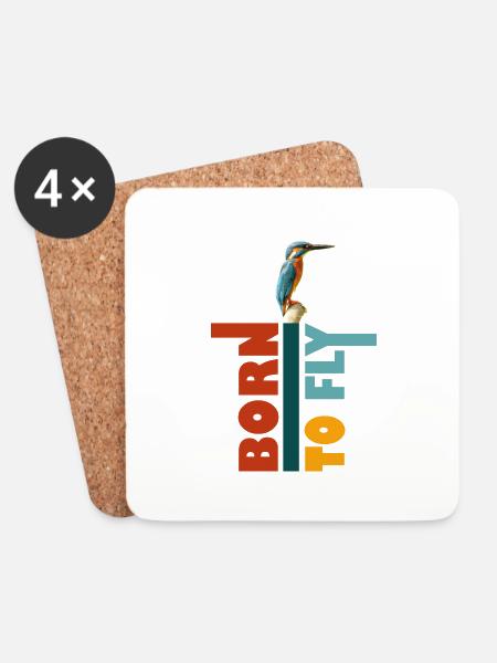 Zum Fliegen geboren, Eisvogel - Untersetzer (4er-Set) - Weiß