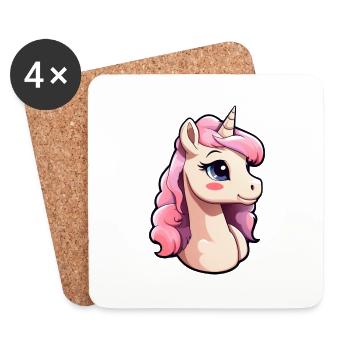 Bébé licorne - Dessous de verre (lot de 4) - blanc - Devant