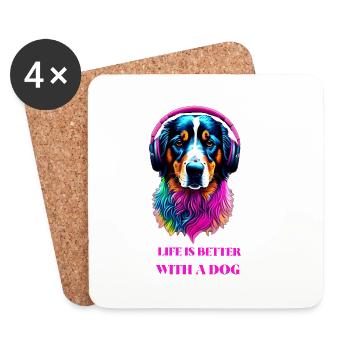 Life is Better with a Dog - Coasters (set of 4) - white - Front