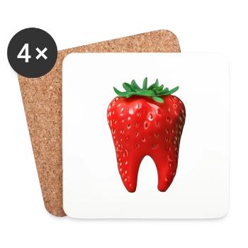 Fraise en forme de Dent - Dessous de verre (lot de 4) - blanc - Devant