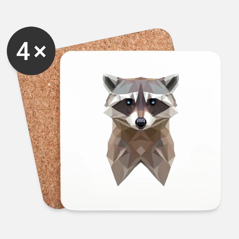 WASCHBÄR ORIGAMI - Untersetzer (4er-Set) - Weiß