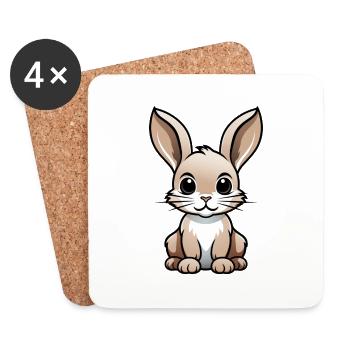 Comic Hase Kaninchen Häschen Cartoon Stil - Untersetzer (4er-Set) - Weiß - Vorne