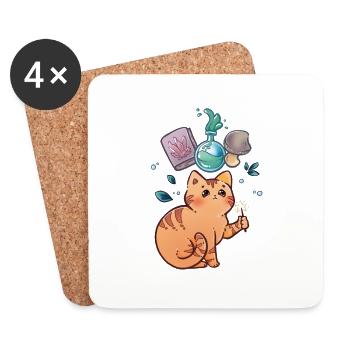 Kleine Magier Katze - Untersetzer (4er-Set) - Weiß - Vorne
