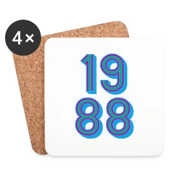 1988 Year of birth | Colors changeable - Coasters (set of 4) - white - Front