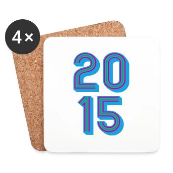 2015 Geburtsjahr | Farben änderbar - Untersetzer (4er-Set) - Weiß - Vorne