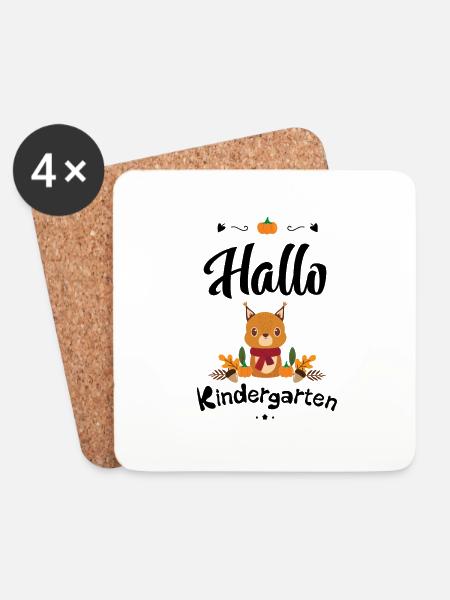 süßes Eichhörnchen Design mit Herbstmotiven - Untersetzer (4er-Set) - Weiß