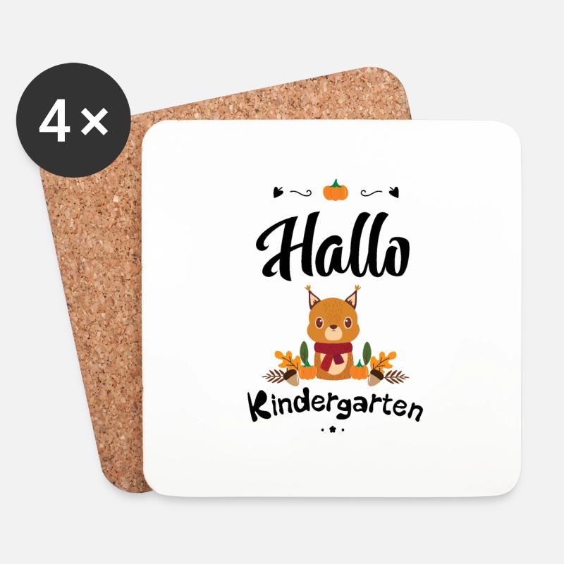 süßes Eichhörnchen Design mit Herbstmotiven - Untersetzer (4er-Set) - Weiß