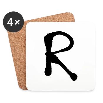 R - Iinitale / Letter - Sprayed - Coasters (set of 4) - white - Front
