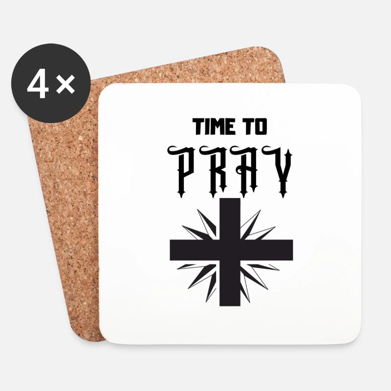 Time to Pray - Untersetzer (4er-Set) - Weiß