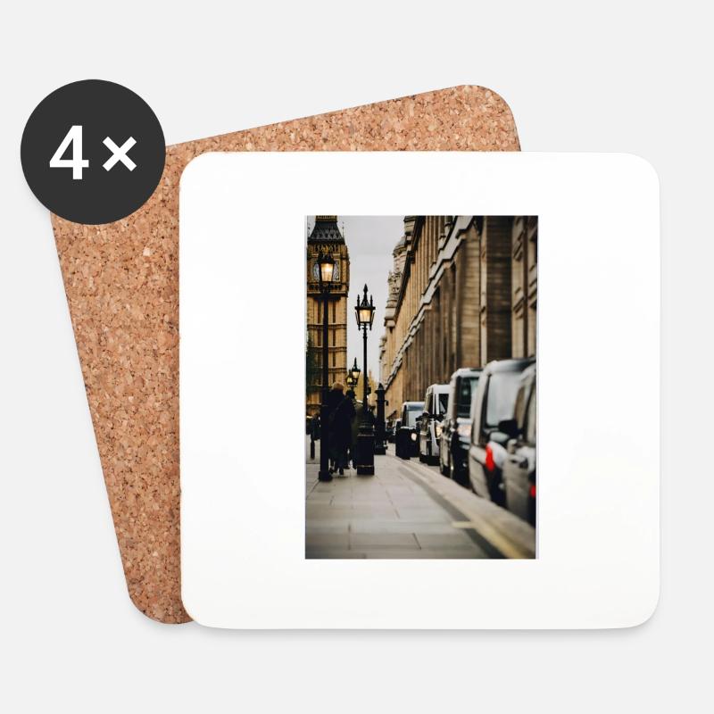 London Straßenleben I - Untersetzer (4er-Set) - Weiß