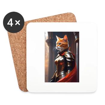 Knight's Cat II - Coasters (set of 4) - white - Front