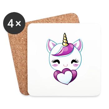 Licorne Mythique Animal Fille Licornes Licorne - Dessous de verre (lot de 4) - blanc - Devant