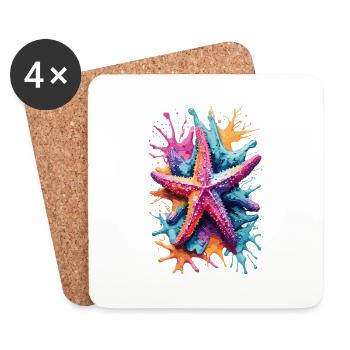 Starfish in the Sea, Watercolours, Lake, Water - Coasters (set of 4) - white - Front