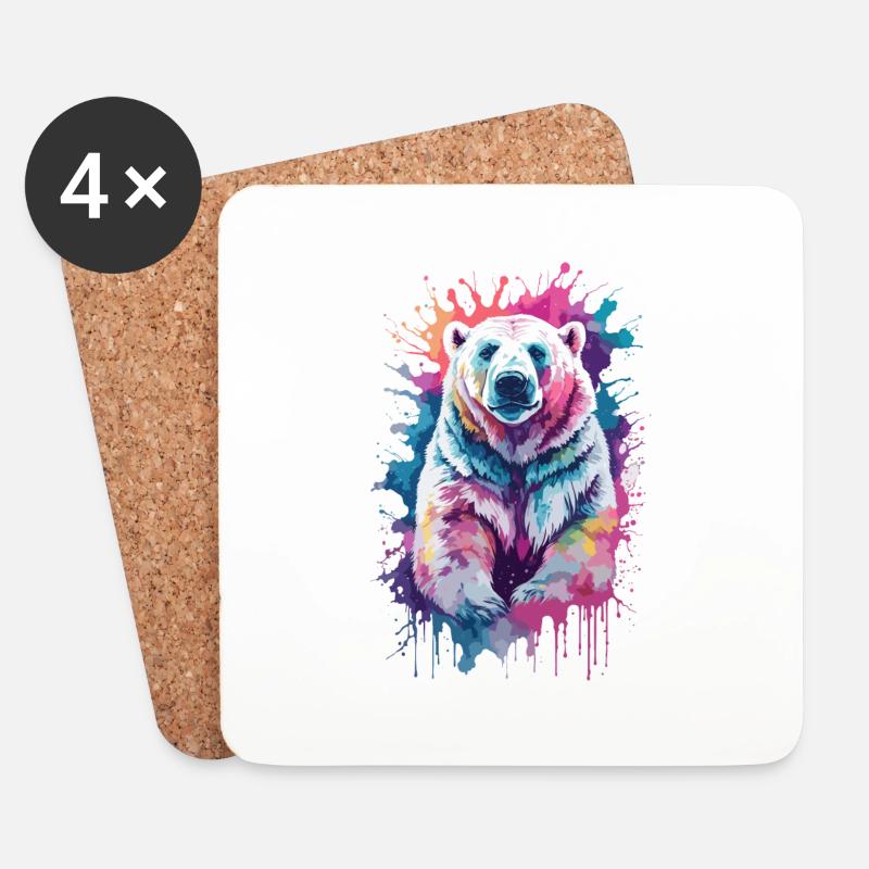 Eisbär kühl auf dem Arktischen Ozean, Arktis, bunt - Untersetzer (4er-Set) - Weiß
