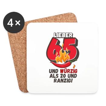 Lieber 65 und würzig als 20 und ranzig! - Untersetzer (4er-Set) - Weiß - Vorne