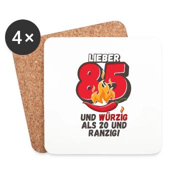 Lieber 85 und würzig als 20 und ranzig! - Untersetzer (4er-Set) - Weiß - Vorne