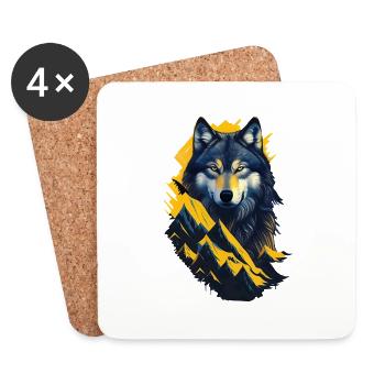 Wolf - Untersetzer (4er-Set) - Weiß - Vorne