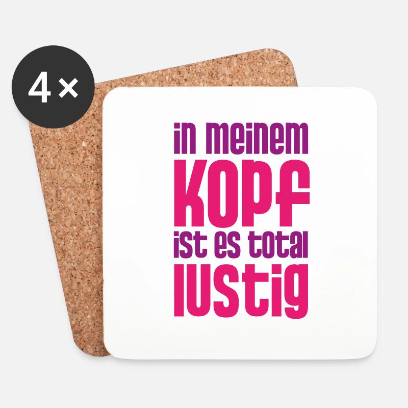 Lustig - Untersetzer (4er-Set) - Weiß