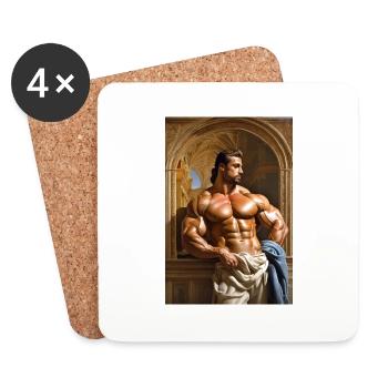 Peinture à l’huile de culturiste - Dessous de verre (lot de 4) - blanc - Devant