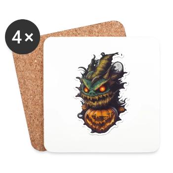 Helloween Kürbis Monster - Untersetzer (4er-Set) - Weiß - Vorne