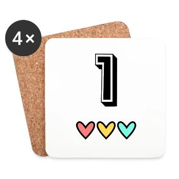 1. 1 YEAR. 1ST ANNIVERSARY. BIRTHDAY 1 YEAR - Coasters (set of 4) - white - Front