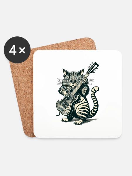 Gitarre - Untersetzer (4er-Set) - Weiß